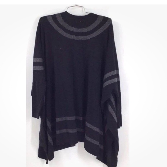 WHBM Long Sleeve Tonal Ruana in Black Combo Sz  XS/SM NWT - Picture 6 of 8